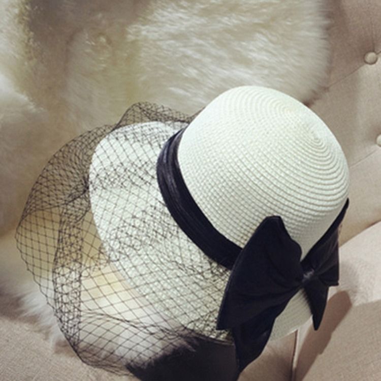 Kvinner Mesh Straw Plain Summer Hat