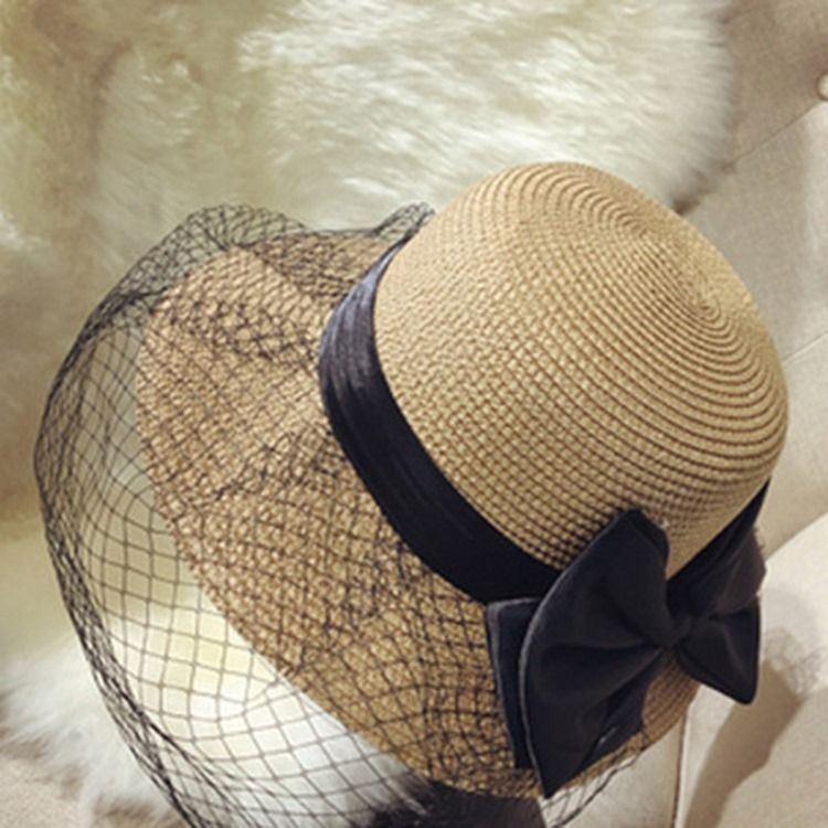 Kvinner Mesh Straw Plain Summer Hat