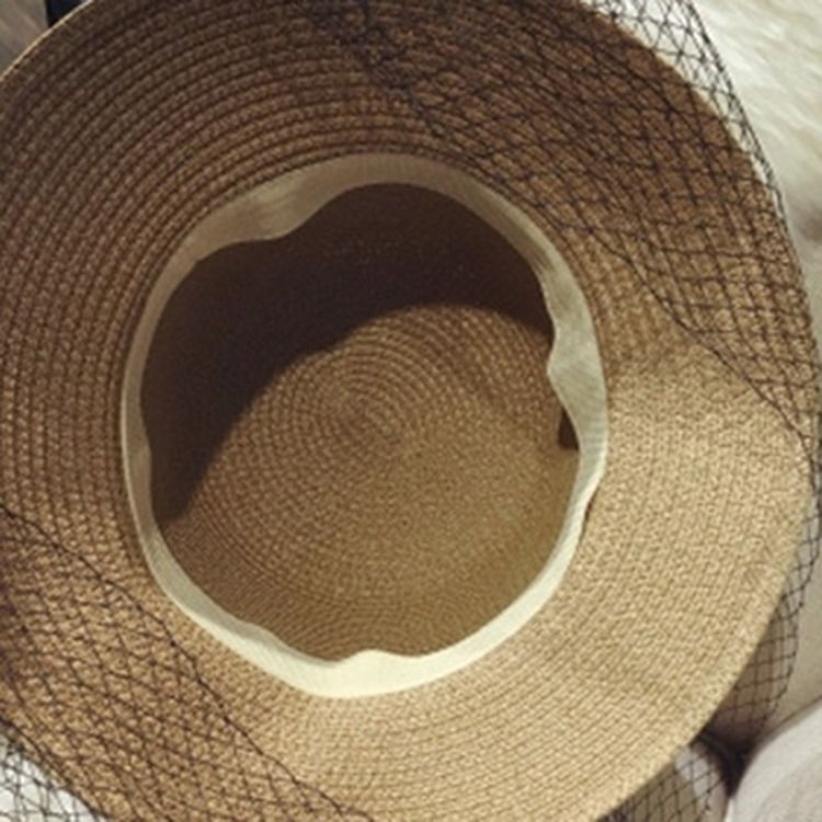 Kvinner Mesh Straw Plain Summer Hat