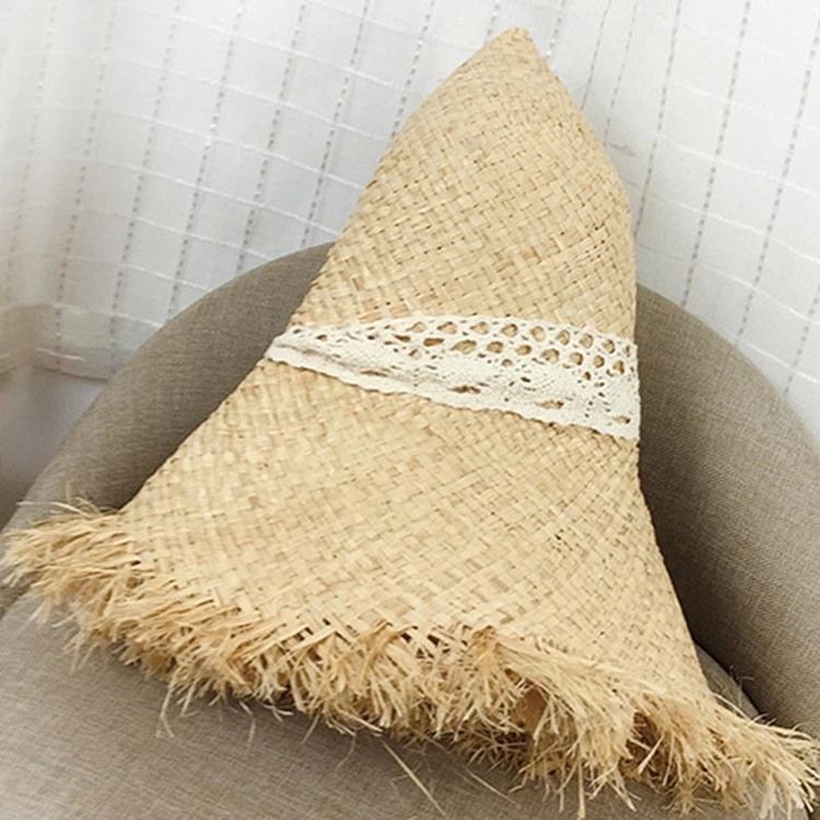 Lafite Straw Lace Bind Sunhat For Kvinner