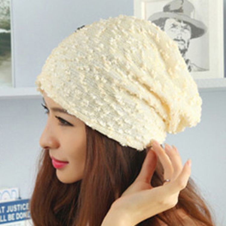 Sweet Soild Color Paillette Lace Butterfly Dame Warm Hat