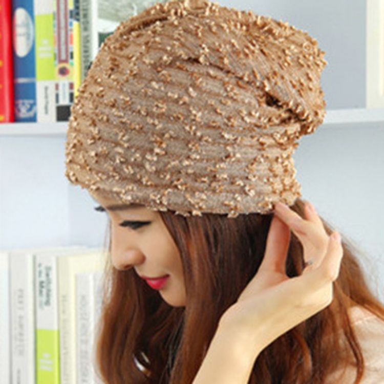 Sweet Soild Color Paillette Lace Butterfly Dame Warm Hat