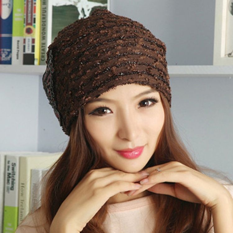 Sweet Soild Color Paillette Lace Butterfly Dame Warm Hat