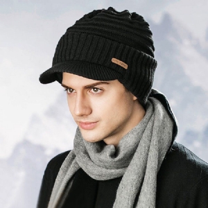 Warm Thicken Pure Color Short Brim Herre Hat