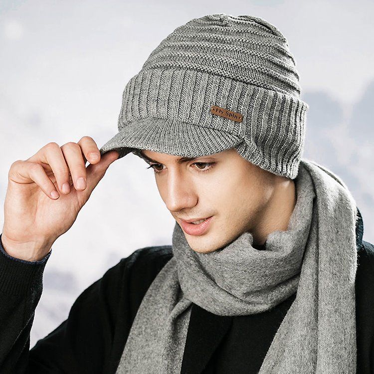 Warm Thicken Pure Color Short Brim Herre Hat