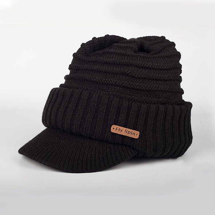 Warm Thicken Pure Color Short Brim Herre Hat