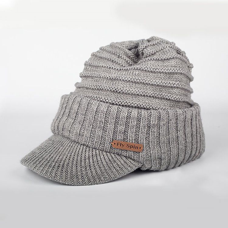 Warm Thicken Pure Color Short Brim Herre Hat