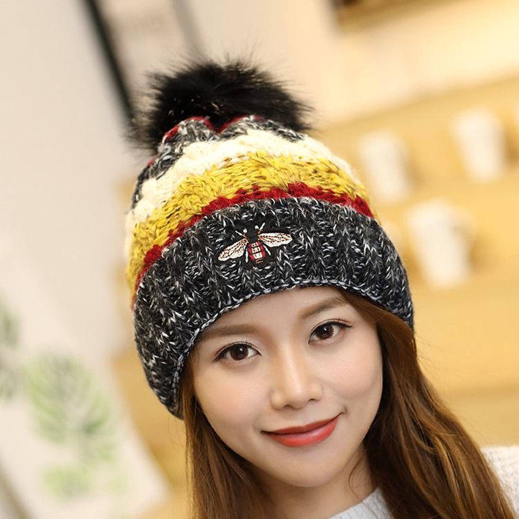 Woolen Garn Patchwork Winter Color Block Hats