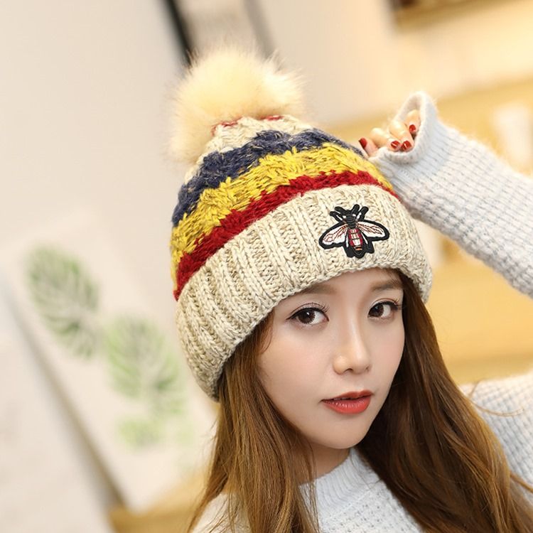 Woolen Garn Patchwork Winter Color Block Hats