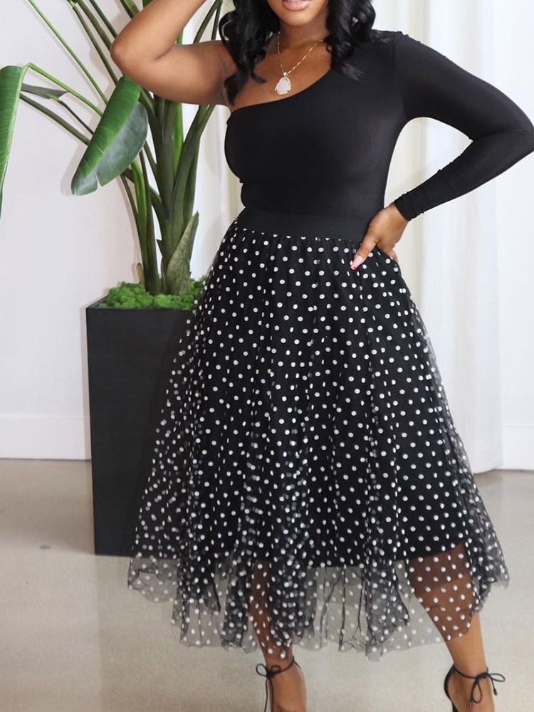 Ankel-lengde A-line Polka Dots Dame Fashion Skirt