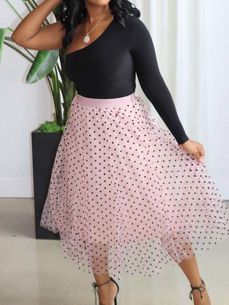 Ankel-lengde A-line Polka Dots Dame Fashion Skirt