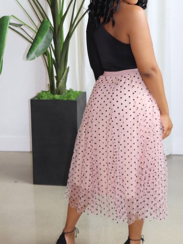 Ankel-lengde A-line Polka Dots Dame Fashion Skirt