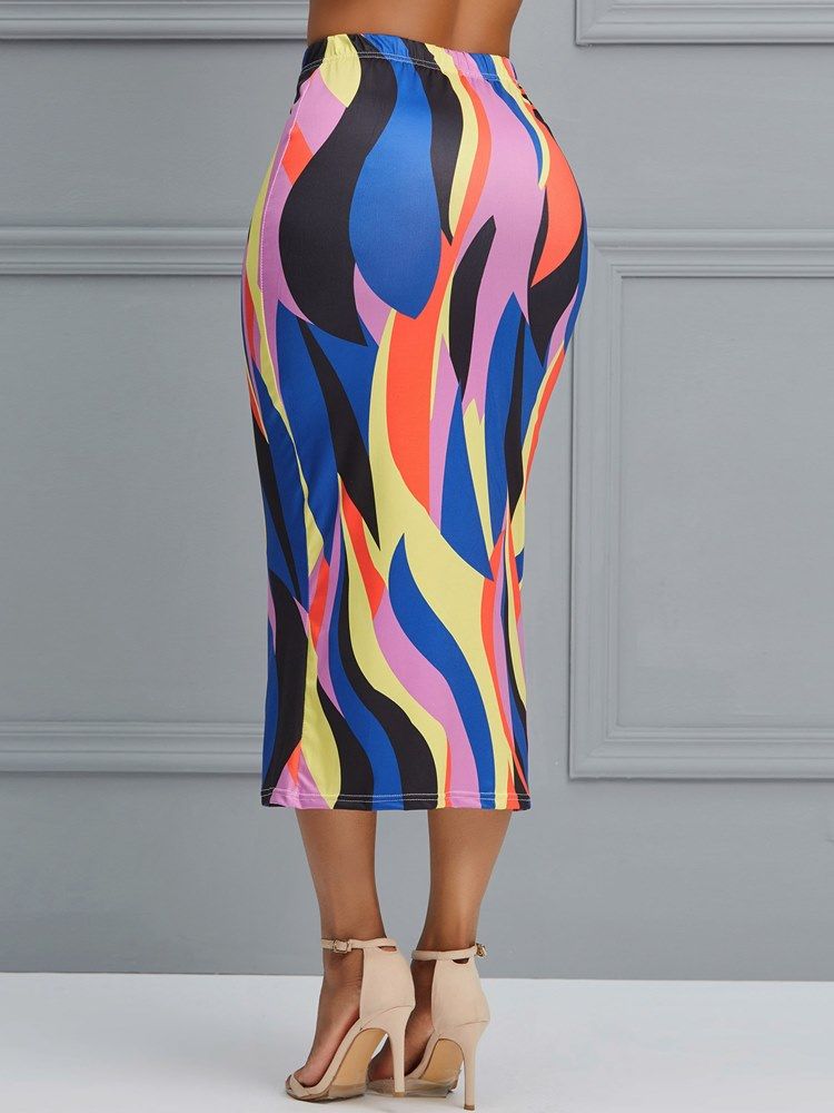 Color Block Geometric Bodycon Dameskjørt