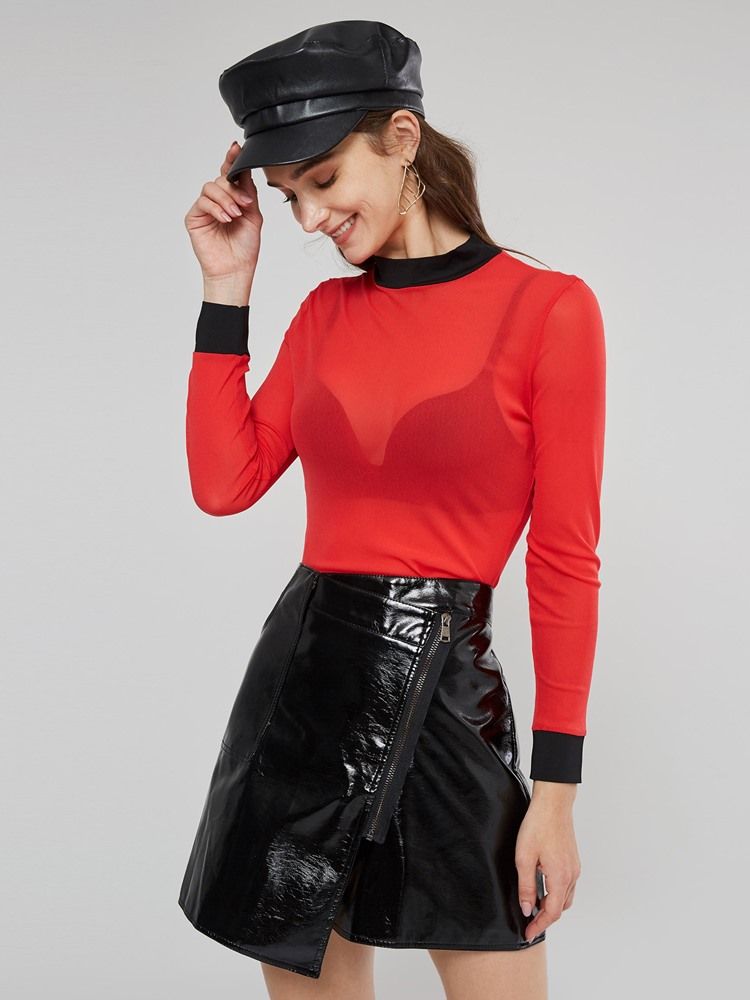 Glidelås Vanlig Asymmetrisk Rock High-waist Dame Skirt