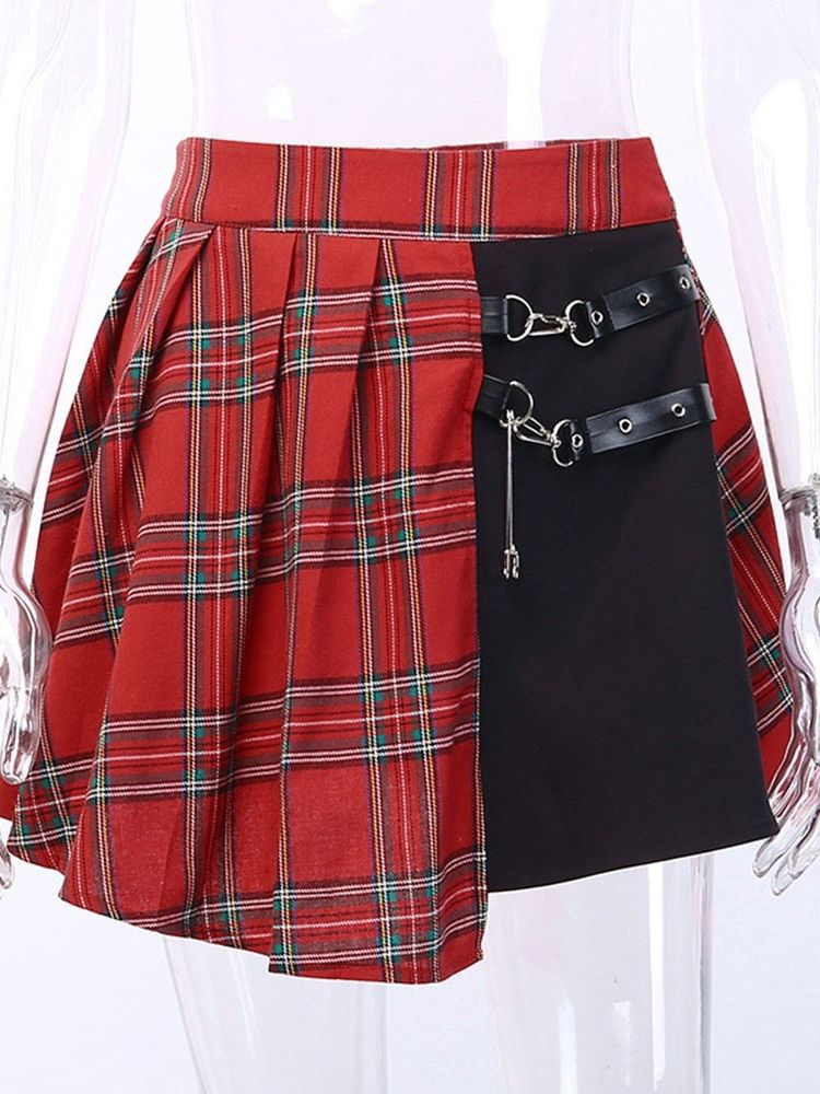 Halloween Kostyme For Kvinner A-line Mini Skirt Patchwork Gothic Style Mid Waist Skirt