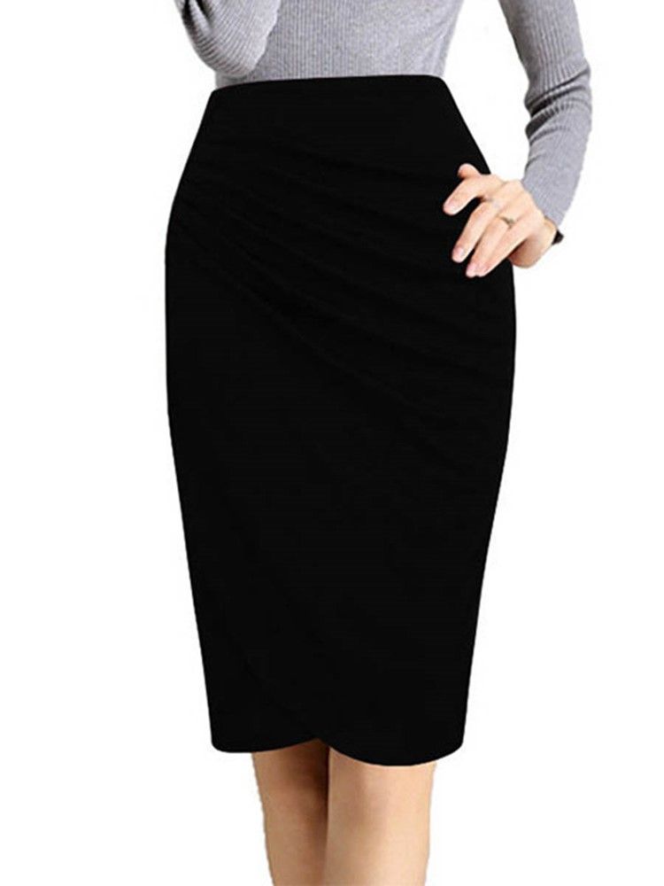 High-waist Pleated Bodycon Skjørt For Kvinner