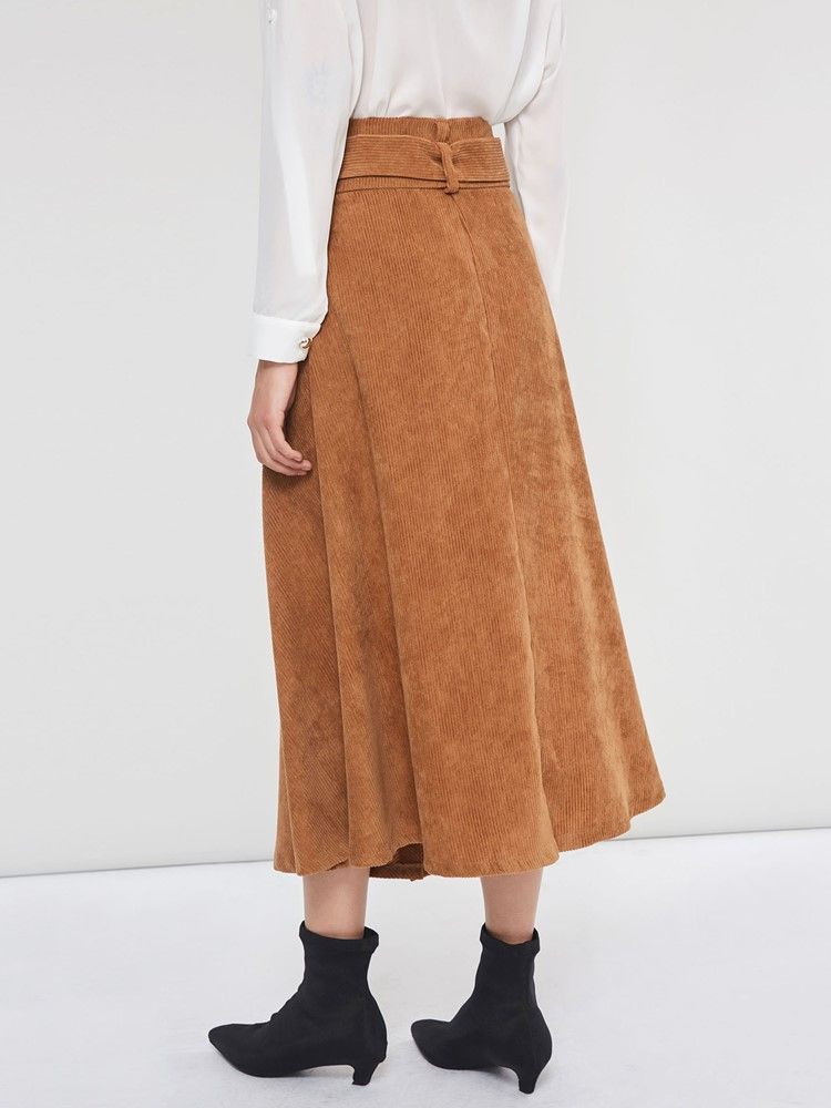 Kvinner Mid-calf Plain Lace-up Casual Skirt