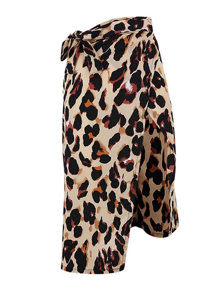 Kvinner Mid-calf Straight Leopard High-waist Casual Skirt