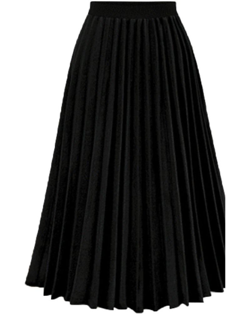 Mid-calf Patchwork Plain Skirt For Kvinner