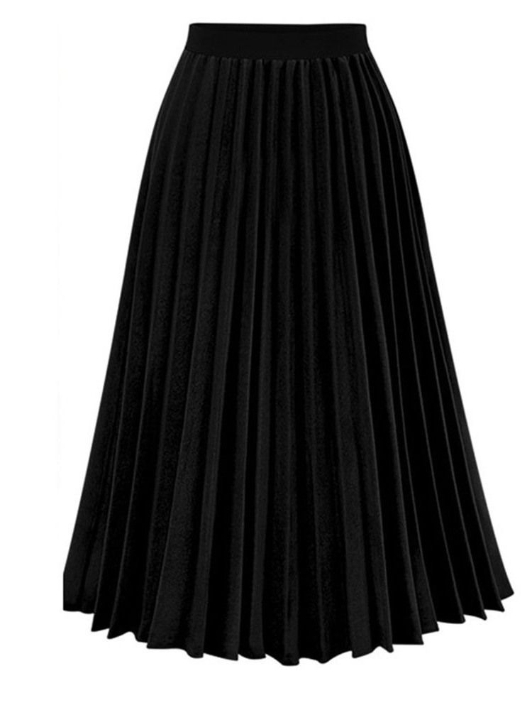 Mid-calf Patchwork Plain Skirt For Kvinner