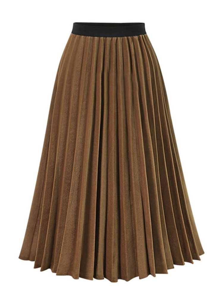 Mid-calf Patchwork Plain Skirt For Kvinner