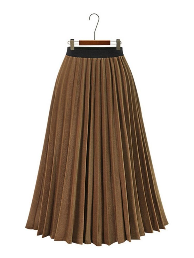 Mid-calf Patchwork Plain Skirt For Kvinner