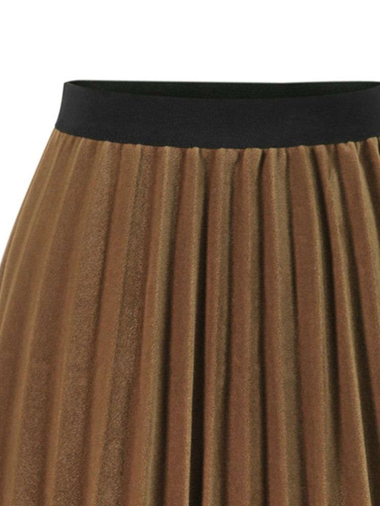 Mid-calf Patchwork Plain Skirt For Kvinner