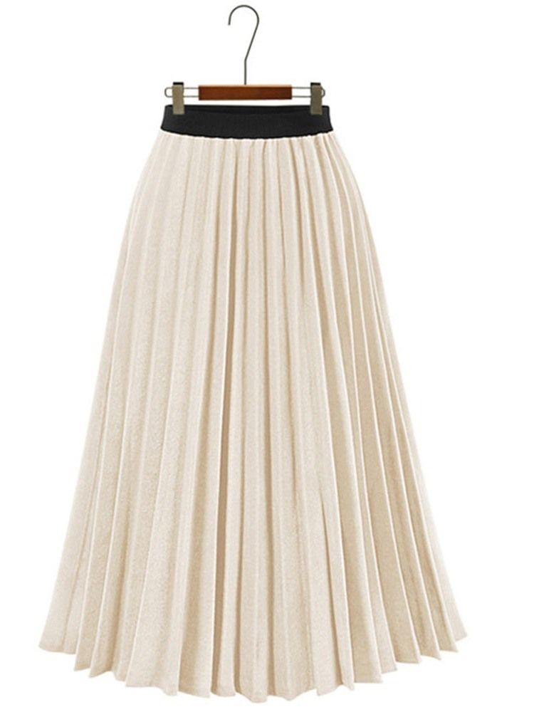 Mid-calf Patchwork Plain Skirt For Kvinner