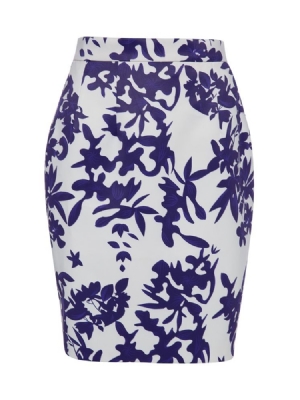 Mid-waist Floral Print Bodycon Skjørt For Kvinner