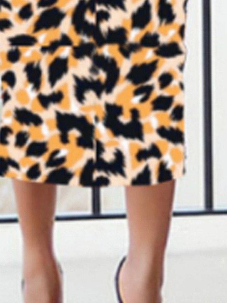 Pencil Skirt Mid-calf Leopard Dame Skirt