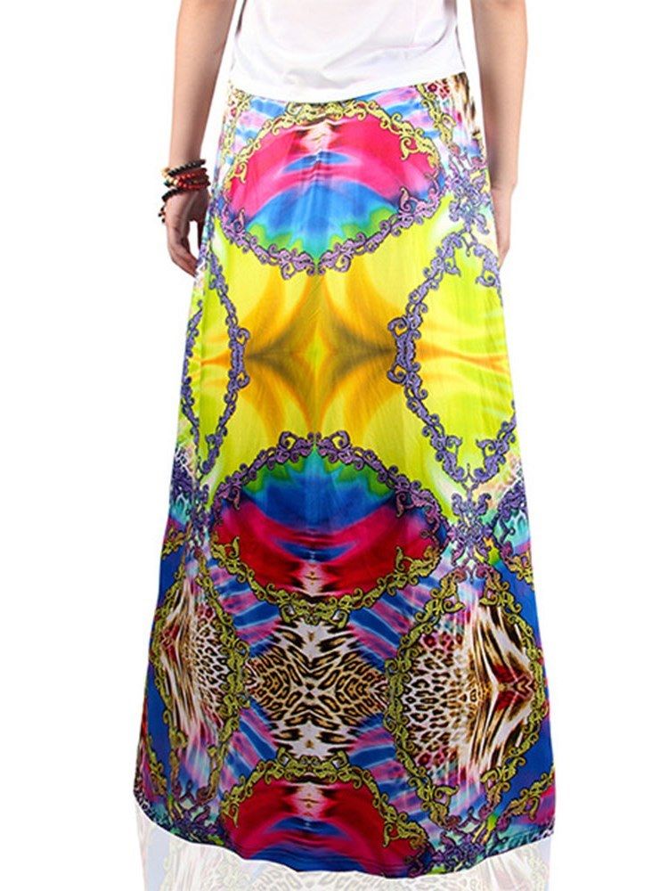 Print Floral A-line Skirt For Kvinner