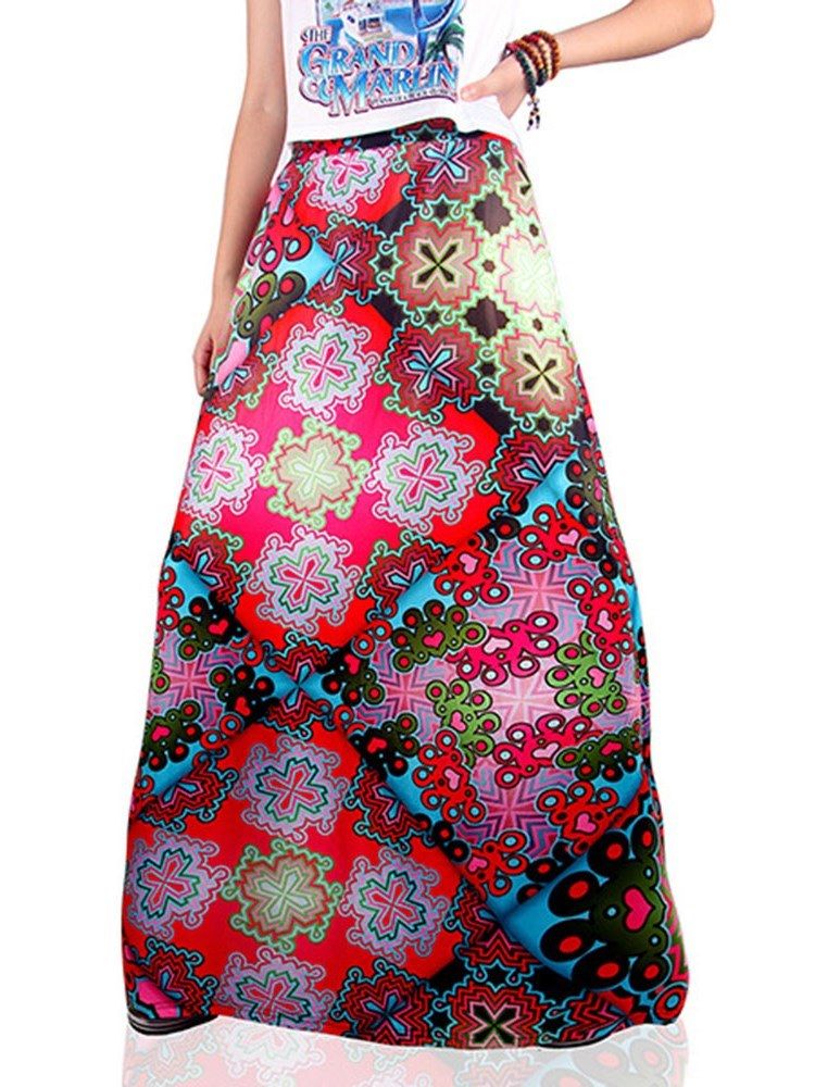 Print Floral A-line Skirt For Kvinner