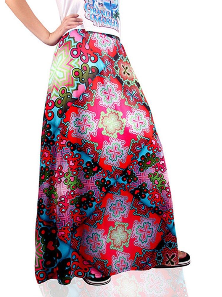 Print Floral A-line Skirt For Kvinner