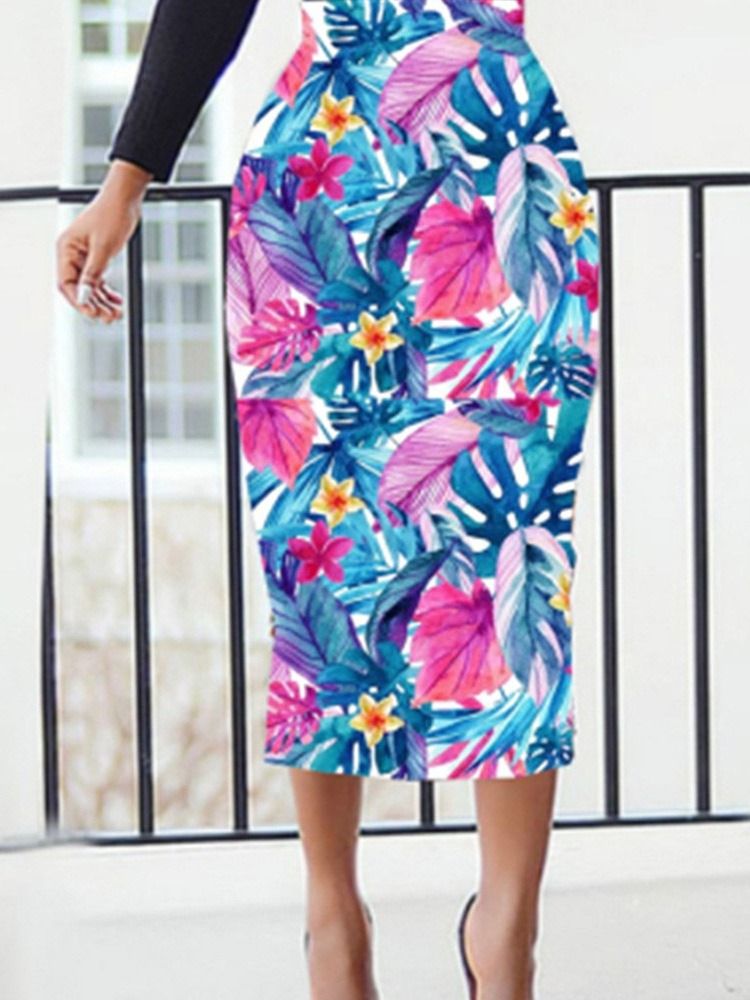 Print Mid-calf Bodycon Dame Fashion Skirt