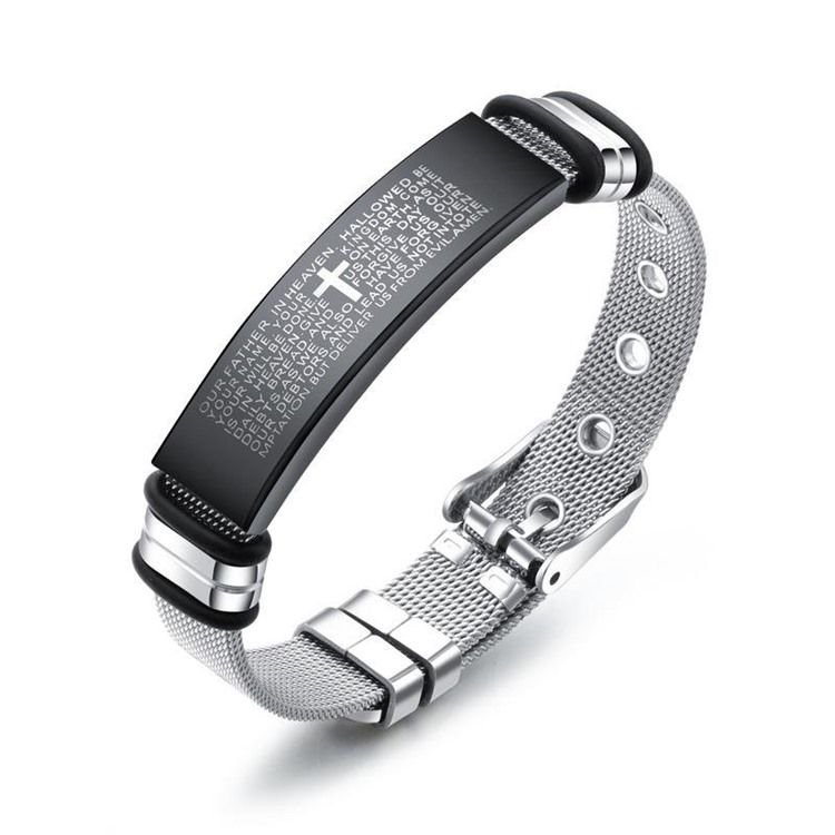 Cross Bible Titanium Steel Herre Armband