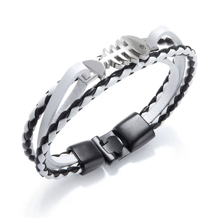 Fishbone Silver Herre Armband