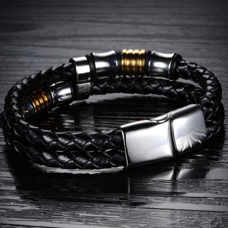 Leather Weave Herre Armband