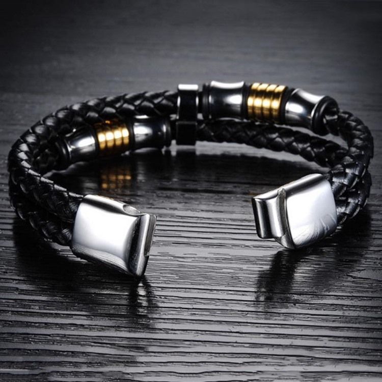 Leather Weave Herre Armband