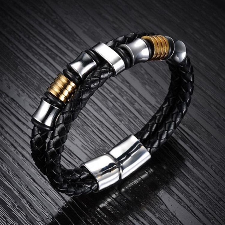 Leather Weave Herre Armband