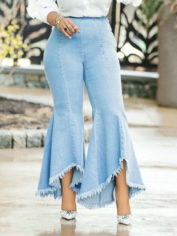 Bellbottoms Asymmetrisk Slank Jeans For Kvinner