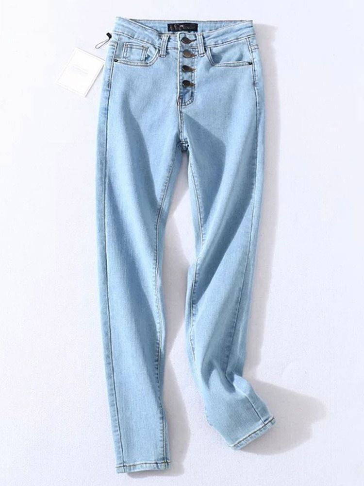 Blyantbukse For Kvinner Vaskbar Vanlig Midje-knapp Jeans