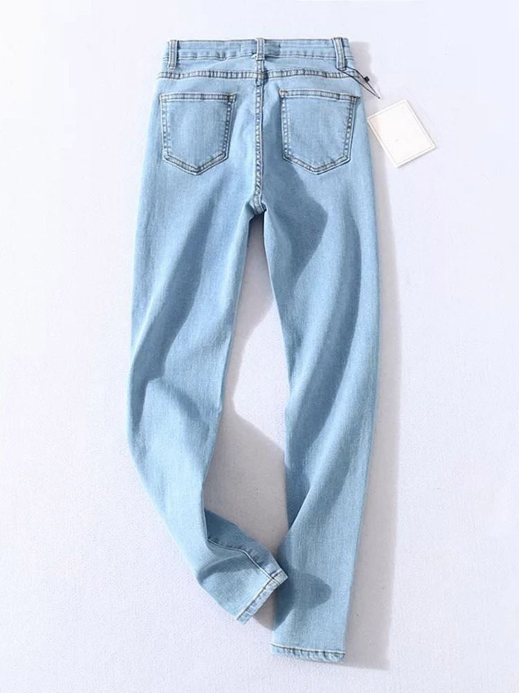 Blyantbukse For Kvinner Vaskbar Vanlig Midje-knapp Jeans