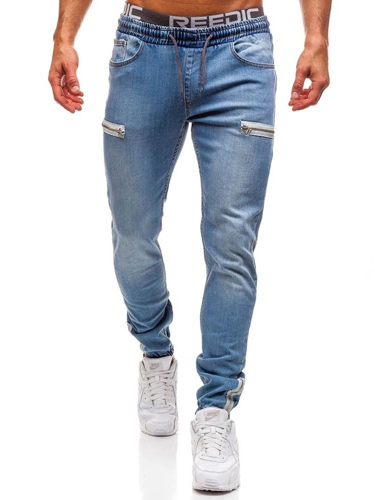 Blyantbukser Vanlig Glidelås Lav Midje Casual Menns Jeans