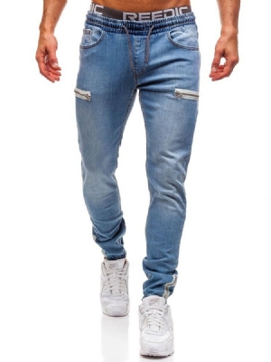 Blyantbukser Vanlig Glidelås Lav Midje Casual Menns Jeans