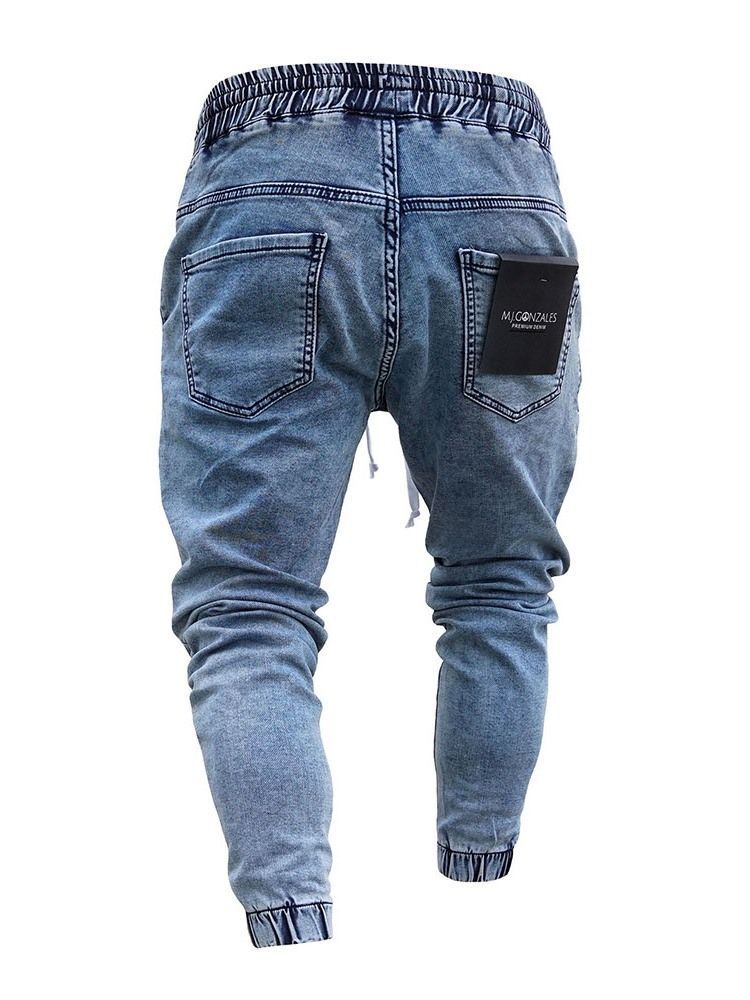 Broderi Blyantbukser Casual Menns Midje Jeans