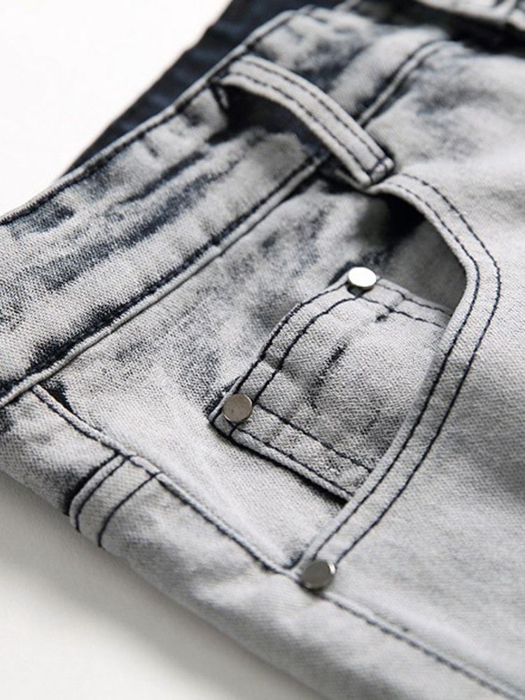 Brukte Fargeblokk Rett Europeiske Jeans Med Glidelås