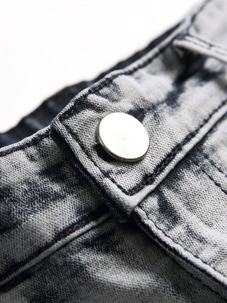 Brukte Fargeblokk Rett Europeiske Jeans Med Glidelås