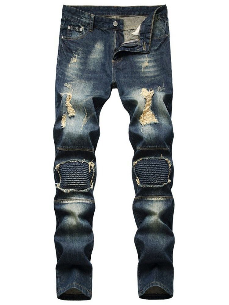 Brukte Jeans Med Rett Glidelås I Midjen