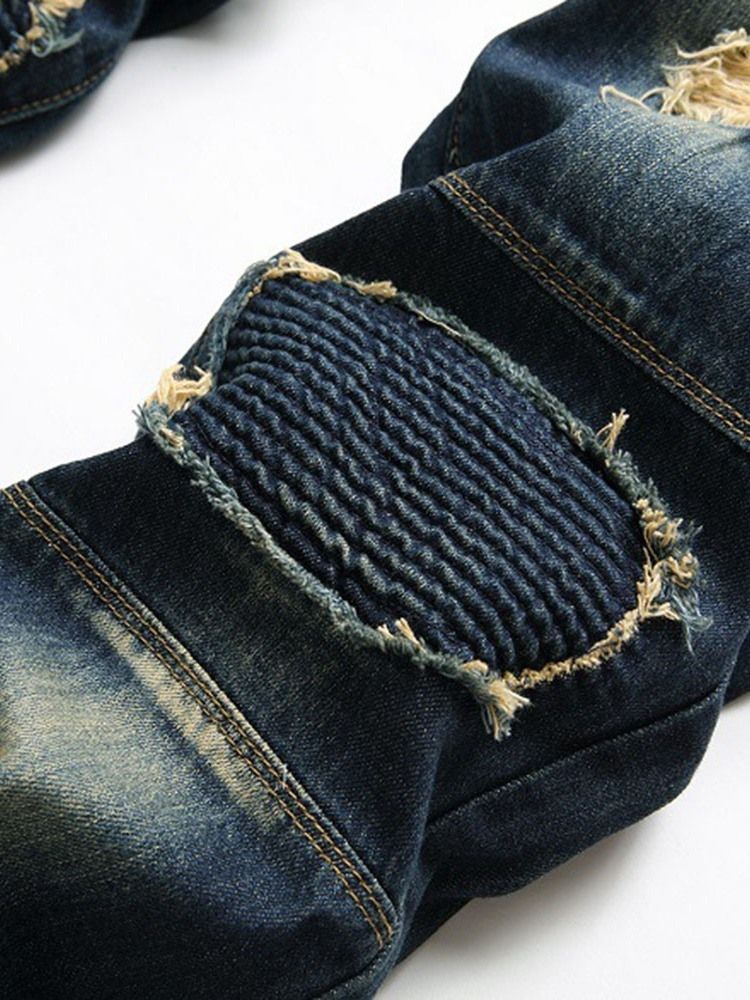 Brukte Jeans Med Rett Glidelås I Midjen