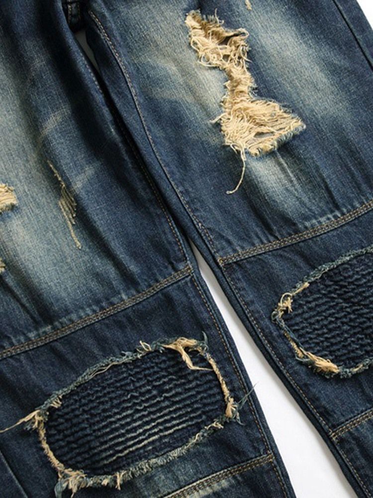 Brukte Jeans Med Rett Glidelås I Midjen